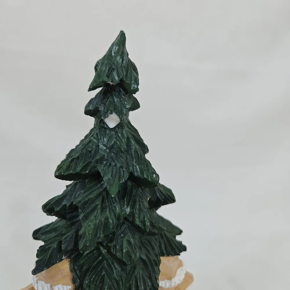 Dept 56 Santa Face Christmas Tree Resin Carved Evergreen Pine Retired 7 1/2